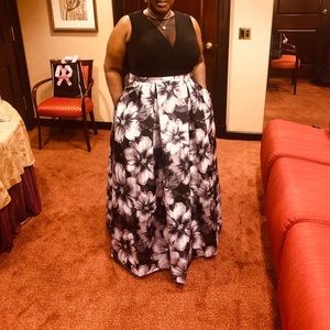 Black and white evening gown.